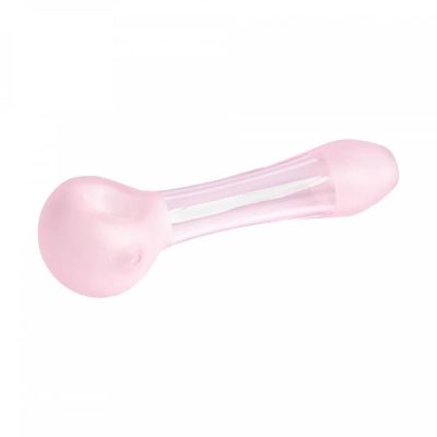 Redeye Glass 4.25” Frosted Pink Spoon Pipe With Clear Window